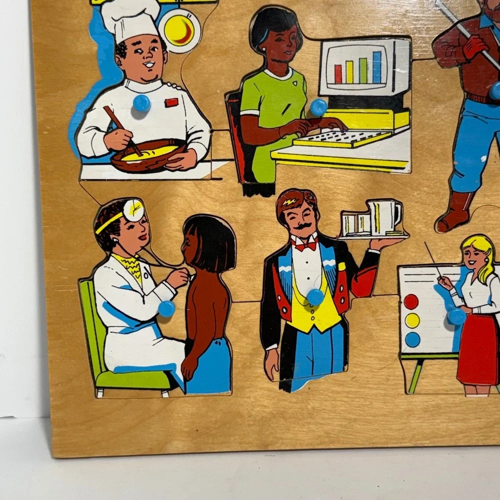 Vintage Lighthouse Toys Ltd Wooden Peg Puzzle 2170A Community Helpers Malta